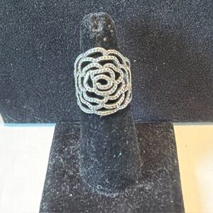 Pandora Elegant Silver Shimmering Rose Ring Size 54